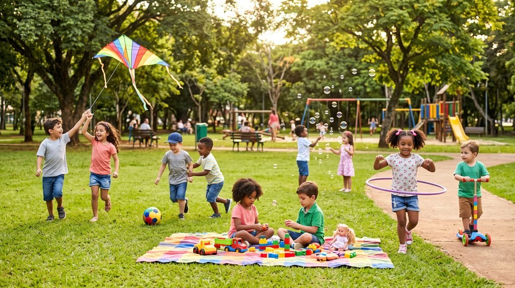 Está procurando os melhores presentes para o Dia das Crianças? Neste guia, você encontra 6 sugestões para diferentes idades e estilos de brincadeira, incluindo trem elétrico infantil, mesa de atividades educativa, massinha Play-Doh, quadriciclo elétrico, bicicleta e patinete. Confira as características de cada opção e veja como escolher um presente que combine com os interesses da criança, considerando a faixa etária, a segurança e a diversão.